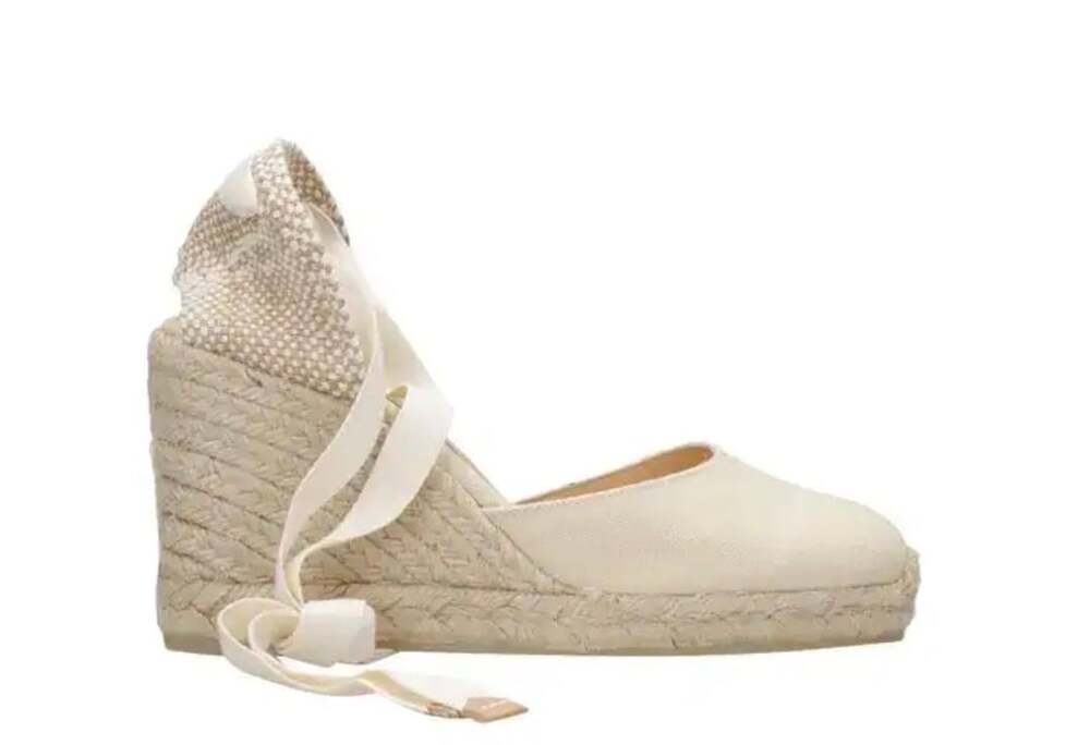 Castañer Carina Wedge Espadrilles Size 40 Ivory Canvas